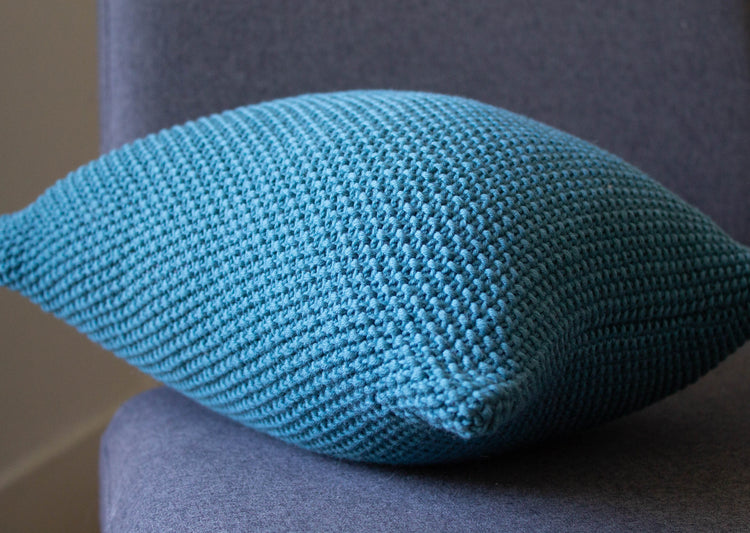 Seed Stitch Hand Knit Cushion in Teal