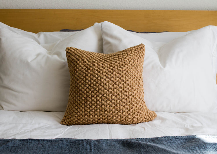 Hand-Knit Textured Cushion - Ecru