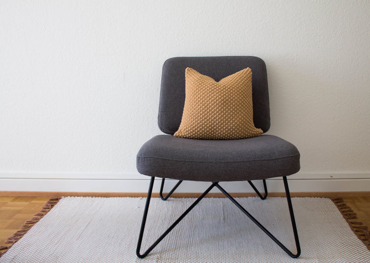 Hand-Knit Textured Cushion - Ecru