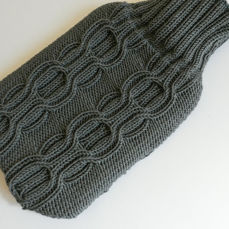 Cashmere Blend Hand Knit Cable Stitch Hot Water Bottle (Grey)