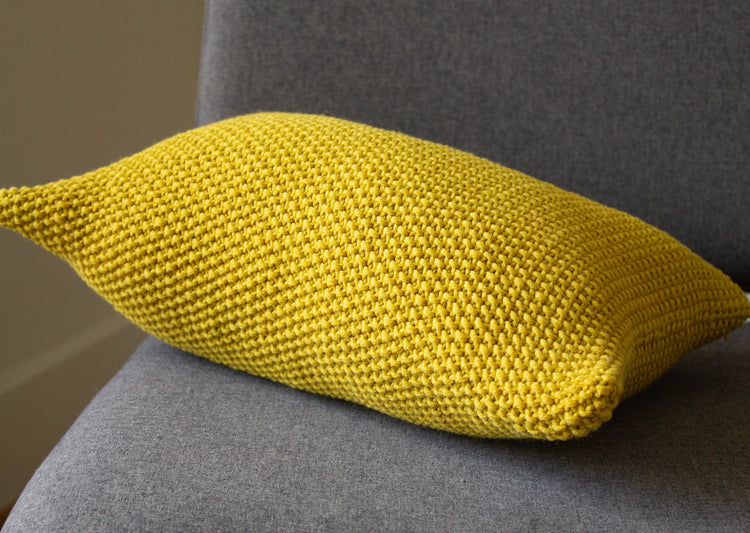 Seed Stitch Cushion Hand Knit in Gold