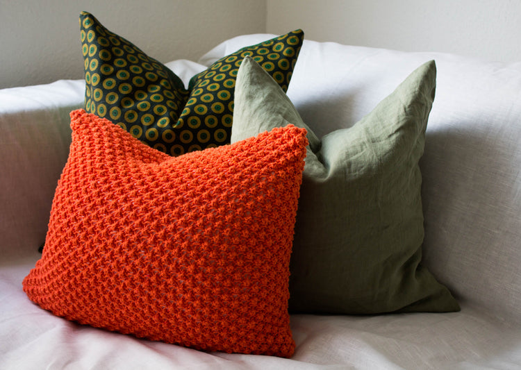 textured hand knit cushion