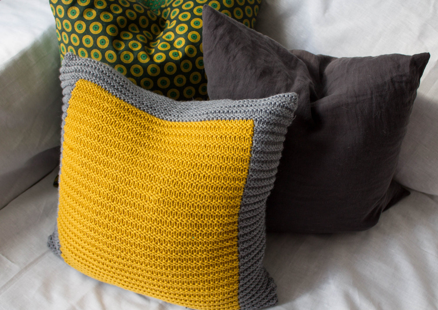 Colourblock Knitted Cushion