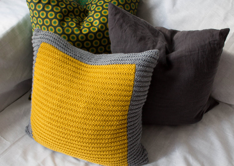 Colourblock Knitted Cushion