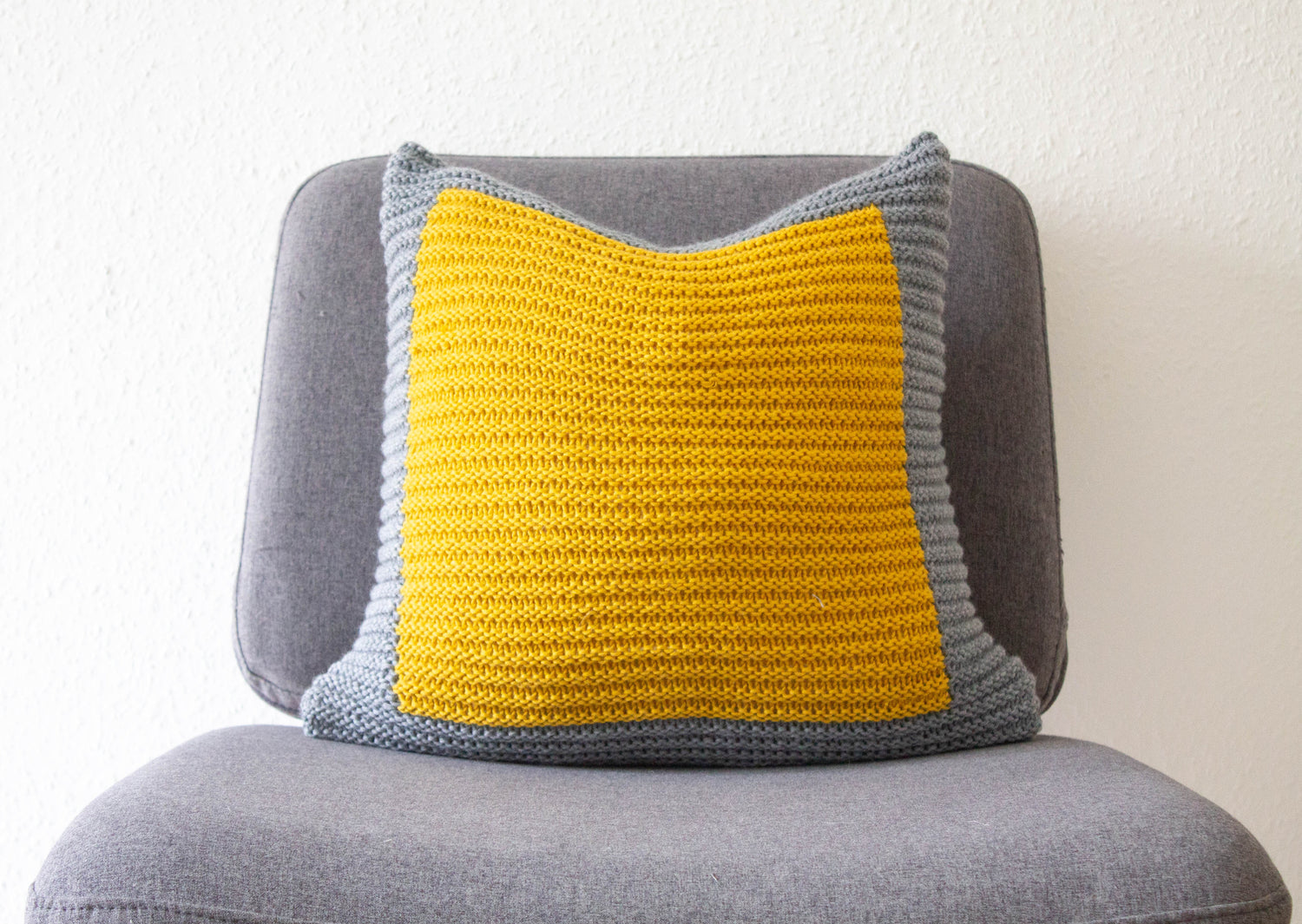 Gold Mustard Colourblock Knitted Cushion