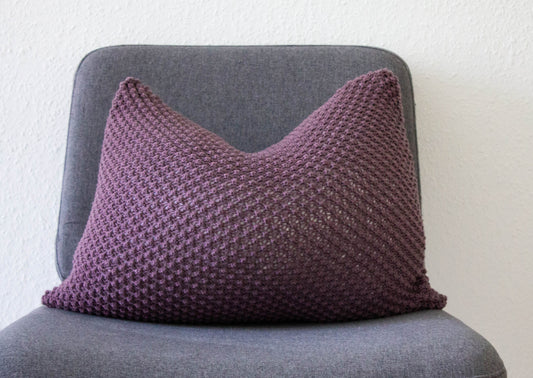 Hand Knit Texture Cushion Aubergine