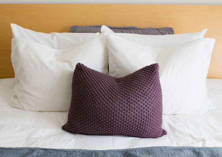 Hand Knit Textured Cushion Aubergine