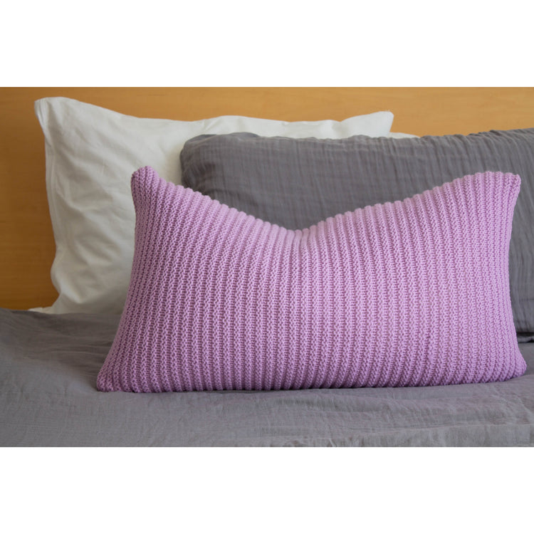 Hand Knit Simple Stitch Cushion - Lavender