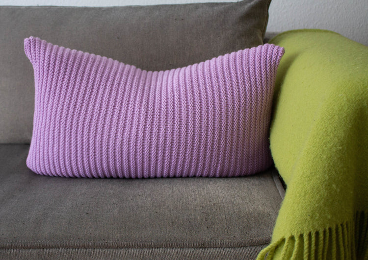 Simple Stitch Knit Cushion Lavender