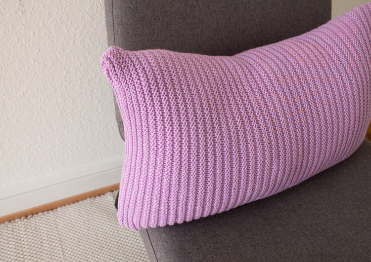 Simple Stitch Knit Cushion Lavender